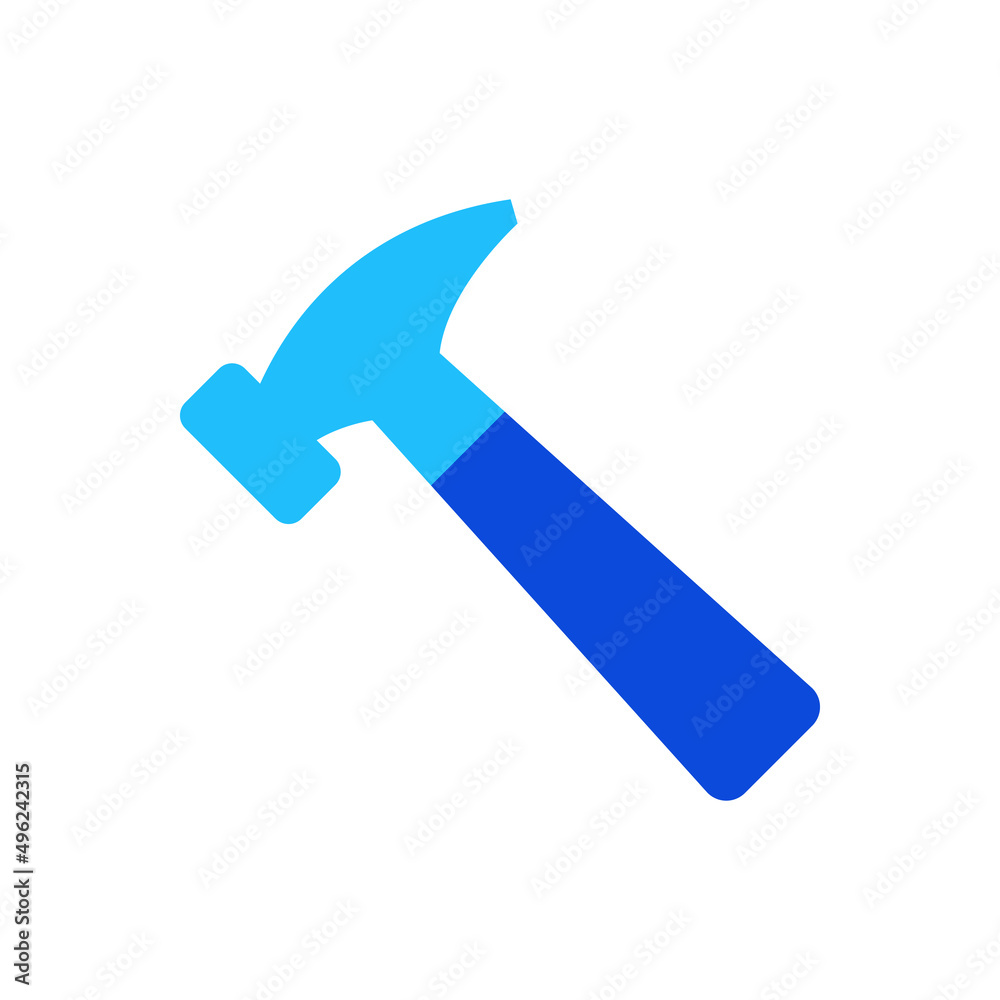 Hammer icon vector graphic illustration in blue Hammer icon vector graphic illustration in blue