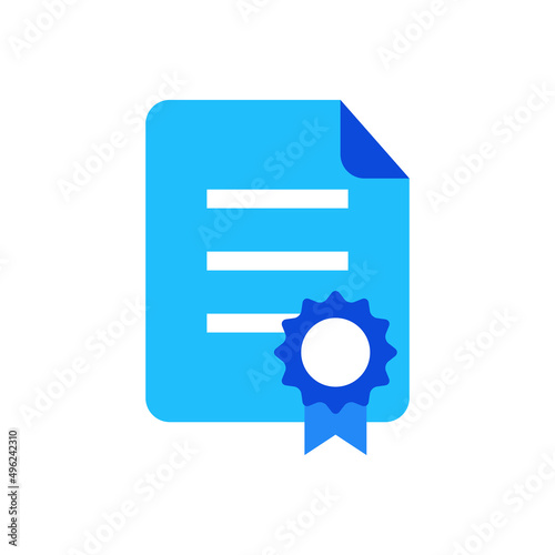 Certificate icon vector graphic illustration in blue