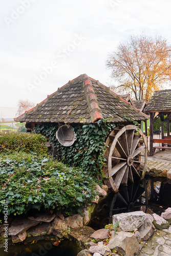 Water mill. A waterwheel in the forest