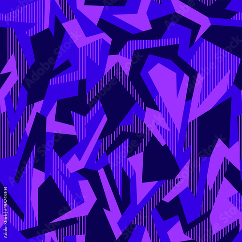 Geometric camouflage seamless pattern. Abstract modern military camo background of polygons for fabric textile and vinyl wrap print. Vector illustration.