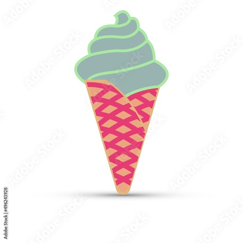 Ice cream cone on a white background 