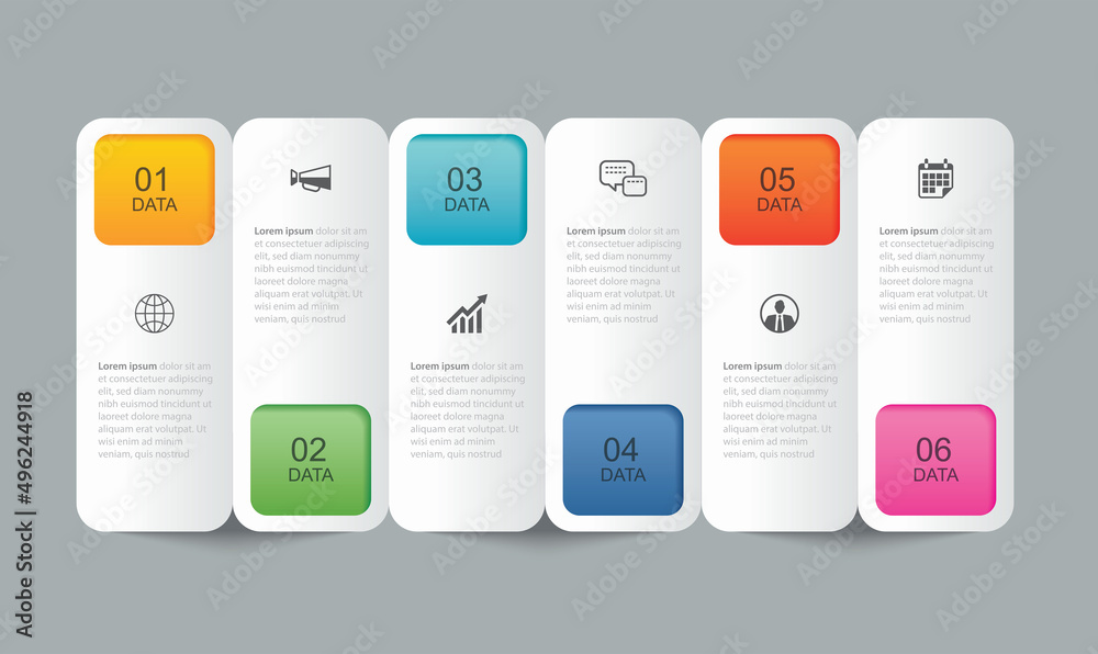 6 data infographics tab paper index template. Vector illustration abstract background. 6 data infographics tab paper index template. Vector illustration abstract background.