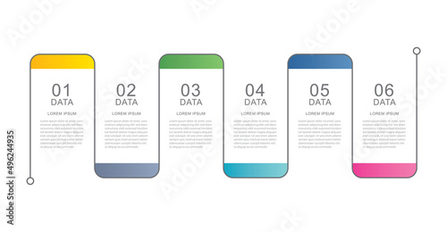 6 data infographics tab thin line index template. Vector illustration abstract square infographic background.