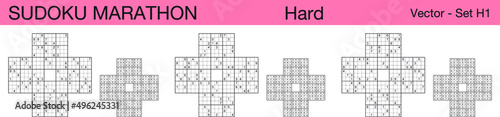 A set of 3 hard scalable sudoku marathon puzzles suitable for kids, adults and seniors and ready for web use, or to be compiled into a standard or large print activity book.