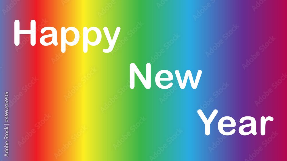 Fototapeta premium Happy new year written on colorful background with reflection.