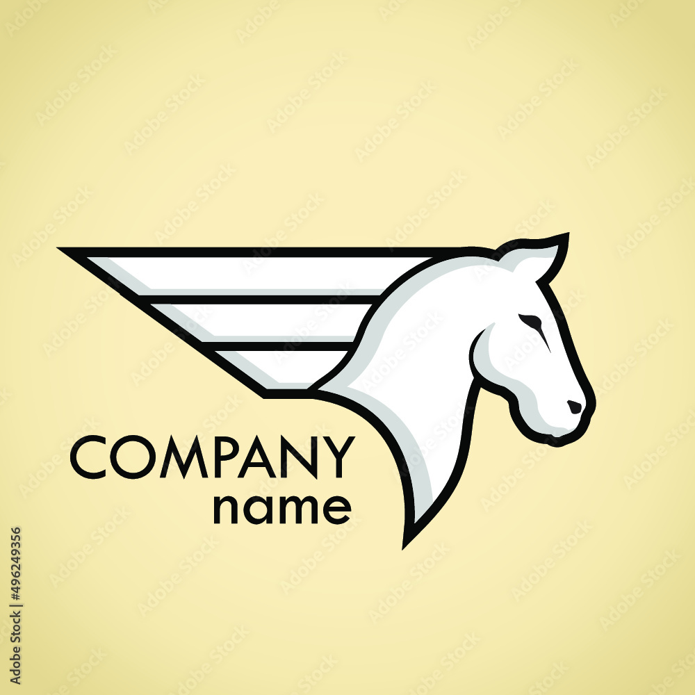 Obraz premium white horse fast logo