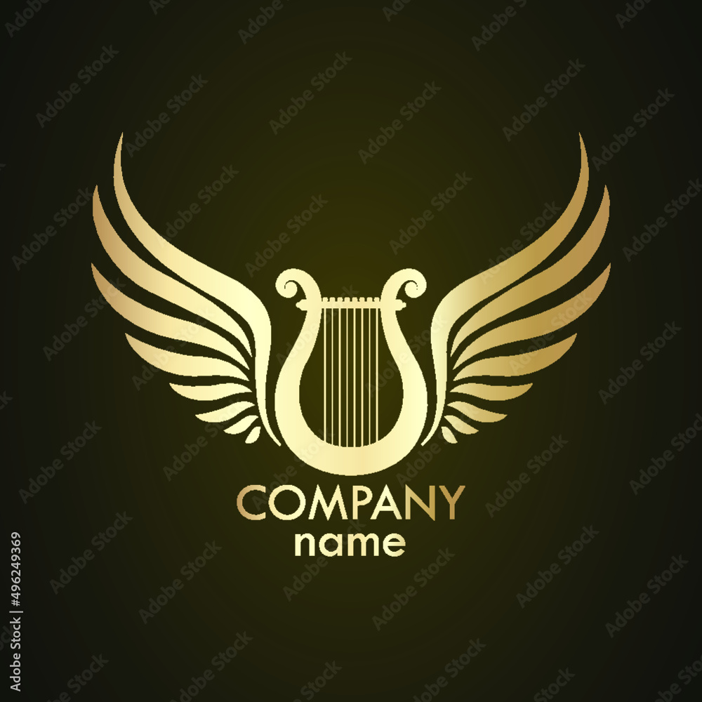 winged lyre gold logo / music symbol winged lyre gold logo / music symbol
