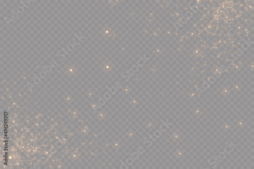 Gold particles. Light effect. Gold dust. background decoration.