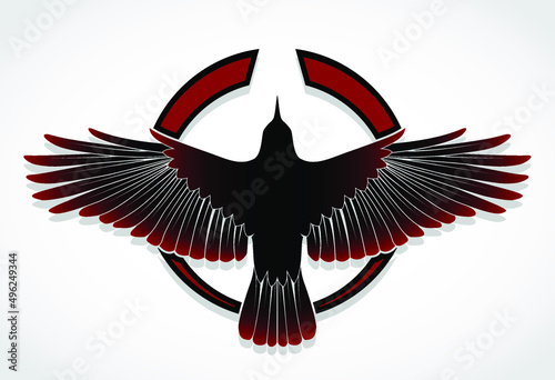 crow black red color design logo