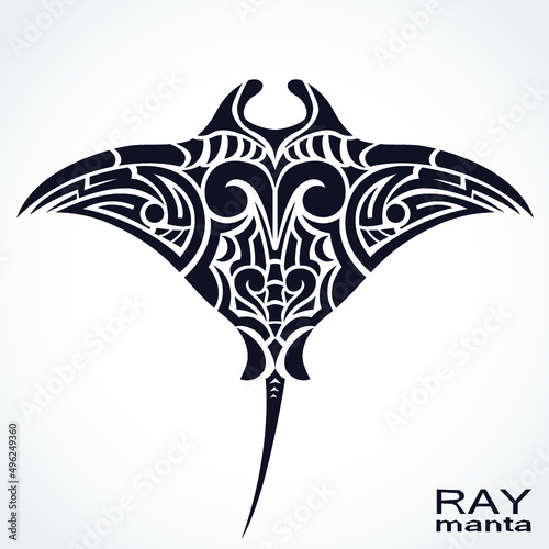 ray manta modern style ornamental tattoo symbol