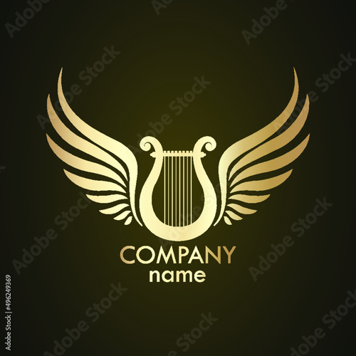 winged lyre gold logo / music symbol photo