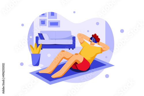 Virtual Fitness Using VR Tech Illustration concept. Flat illustration isolated on white background.