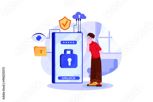 Private Data Protection Illustration concept. Flat illustration isolated on white background.