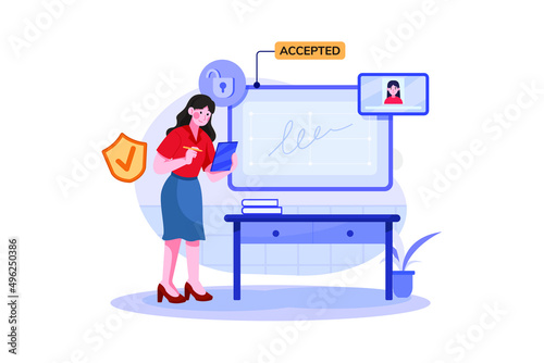 Digital Signature Illustration concept. Flat illustration isolated on white background.