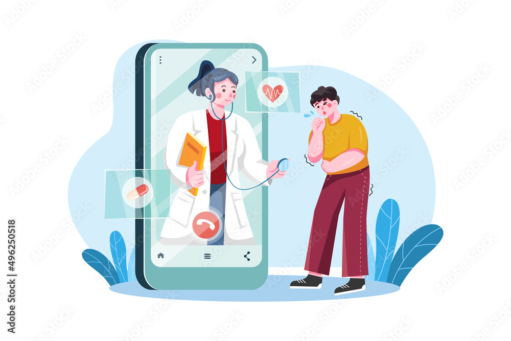 Online Medical Consultation Illustration concept. Flat illustration isolated on white background.
