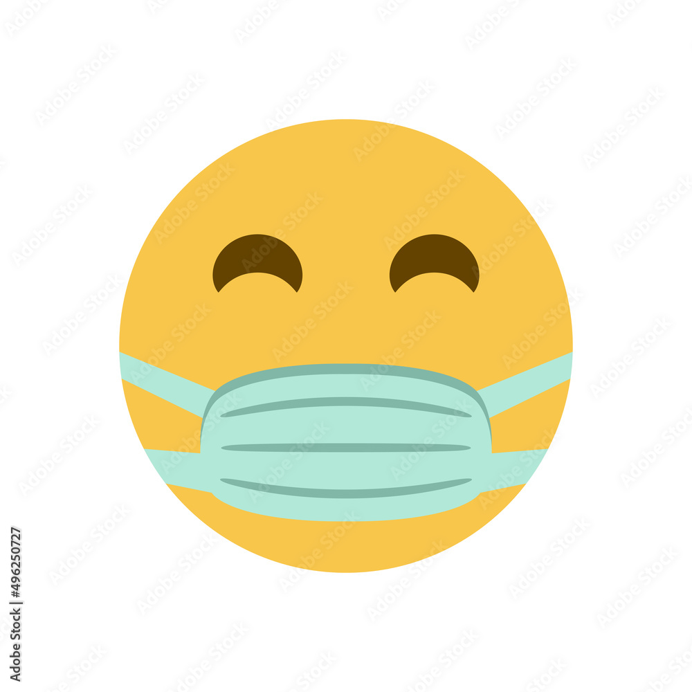 Emoji with mask vector icon on white background Emoji with mask vector icon on white background