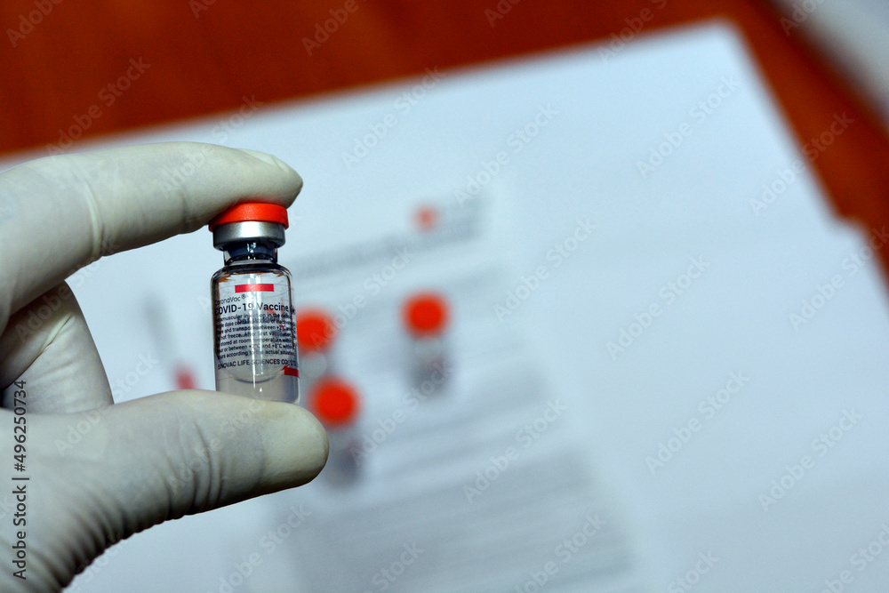 Cairo, Egypt. August 31 2021 CoronaVac vaccine, a Covid19 vaccination