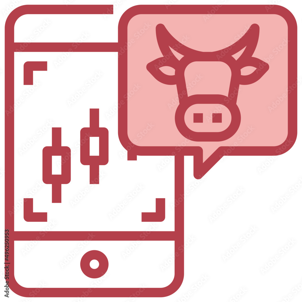 BULL MARKET red line icon,linear,outline,graphic,illustration