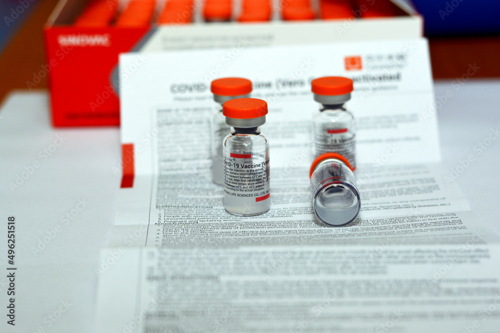 Cairo, Egypt. August 31 2021 CoronaVac vaccine, a Covid19 vaccination