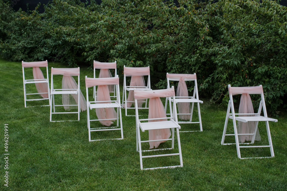 chairs prepare for wedding ceremonies outdoor . .