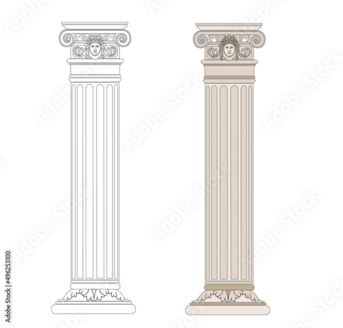 ANCIENT ROMAN AND HISTORICAL CLASSIC DECORATIONS GOTHIC COLUMNS AND FRIEZES IN ANCIENT VENEZIA STYLE