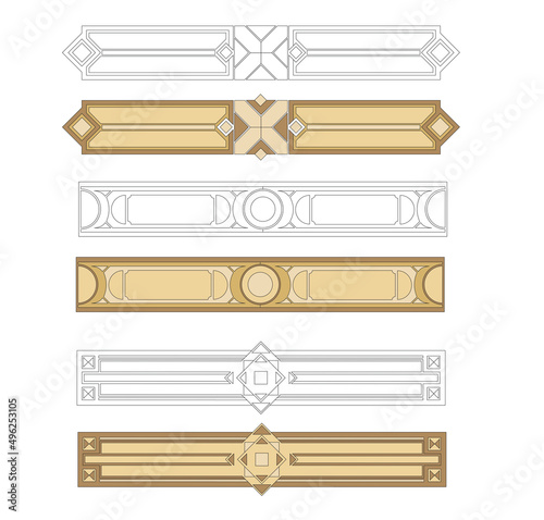 ANCIENT HERALDIC EMBLEM OF GOLD DECORATED IN BAROQUE STYLE DECORATIVE ELEGANCE LUXURY PATTERNS GOLD STOCK ILLUSTRATION