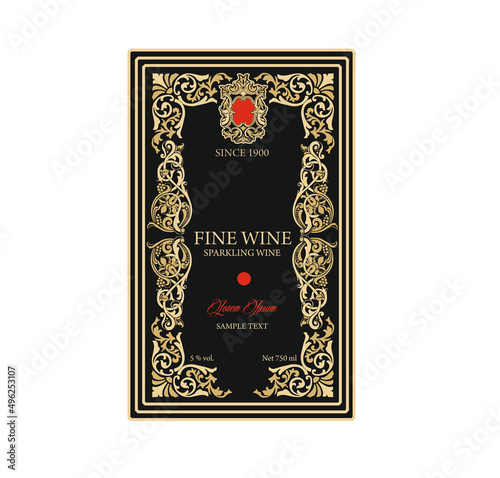 WINE LABEL ITALIAN DRINKS, DECORATIVE STICKER FOR SPARKLING WINE VINTAGE