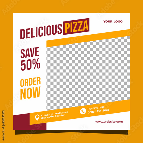 Delicious pizza social media template design
