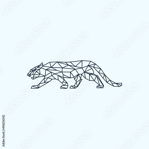 Panther geometric logo design. Puma sign. Wild cat Jaguar Polygonal tiger logo Vector illustration 