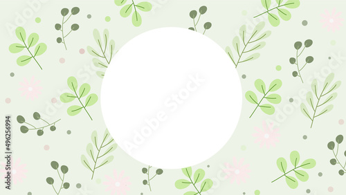 green frame background with flowers and leaves