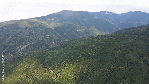 Aerial view of Rhodope Mountains near town of Asenovgrad, Plovdiv Region, Bulgaria photo