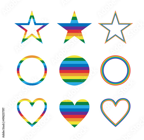 Set of abstract rainbow flat figure vector
