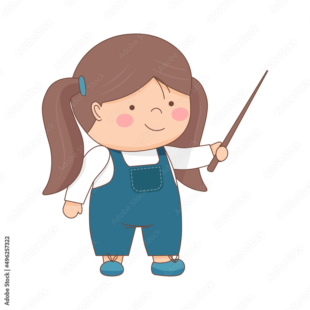 Schoolgirl with pointer - back to school concept Schoolgirl with pointer - back to school concept