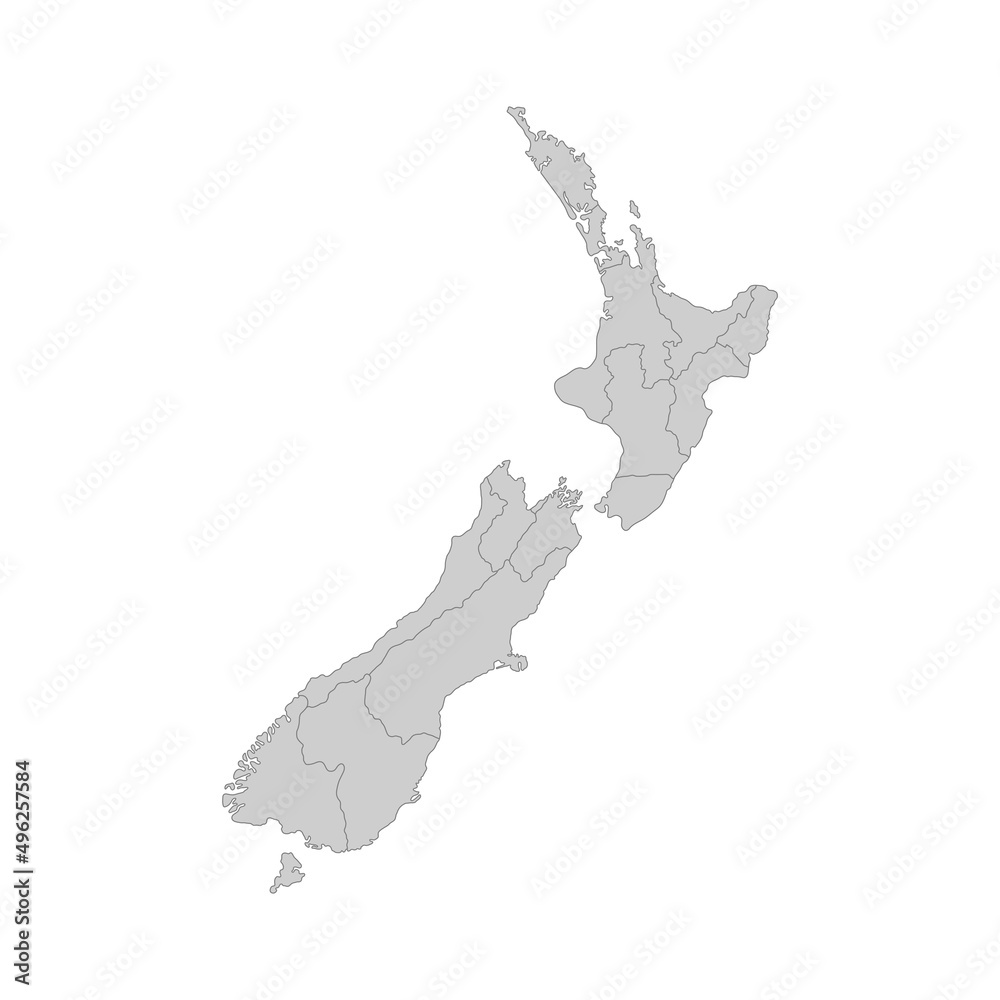 Outline political map of the New Zealand. High detailed vector illustration.
