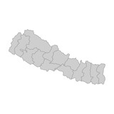 Outline political map of the Nepal. High detailed vector illustration.