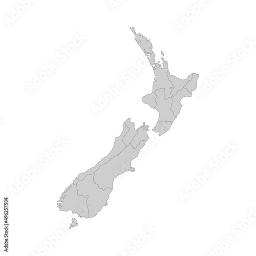 Outline political map of the New Zealand. High detailed vector illustration.
