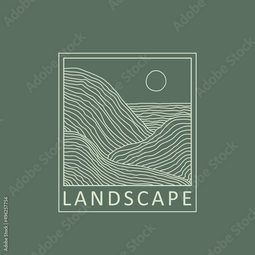Trendy minimalist landscape abstract bohemian design icon