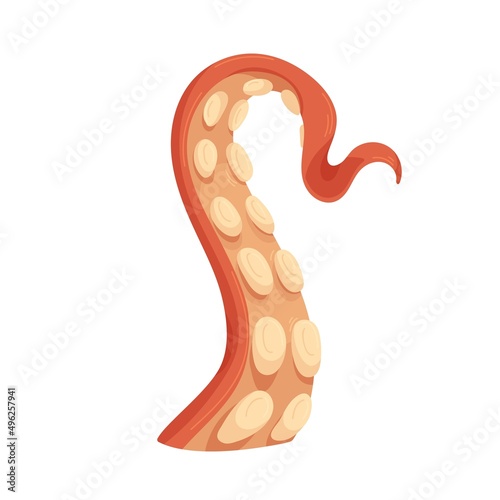 Octopus tentacle. Giant arm, limb with suckers of kraken, sea underwater mons...