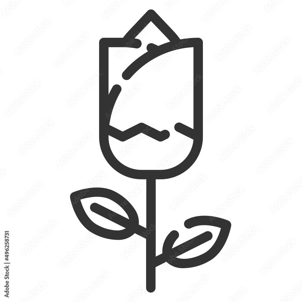 Simple flower outline icon, flower and rose related concept on the white background Simple flower outline icon, flower and rose related concept on the white background