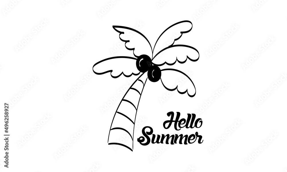 Hello Summer. Hand drawn Hello Summer Background for print or use as poster, card, flyer or T Shirt Hello Summer. Hand drawn Hello Summer Background for print or use as poster, card, flyer or T Shirt