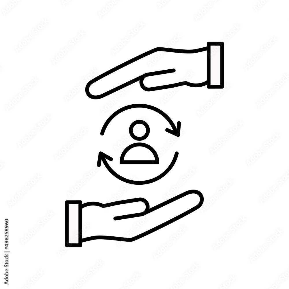 customer care icon in thin line style, customer inclusive service, line symbol isolated on white background
