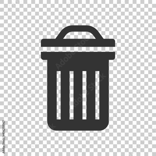Garbage bin icon in flat style. Recycle vector illustration on white isolated background. Trash basket sign business concept.