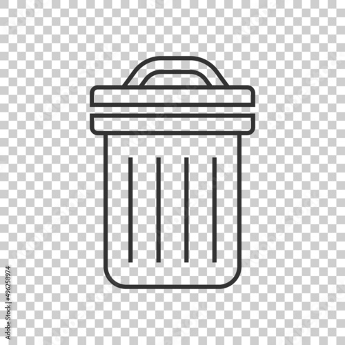 Garbage bin icon in flat style. Recycle vector illustration on white isolated background. Trash basket sign business concept.