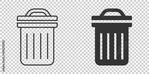Garbage bin icon in flat style. Recycle vector illustration on white isolated background. Trash basket sign business concept.