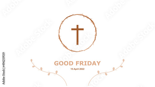 Good Friday. Crucifixion Of Jesus Christ illustration. Cross at sunset. You can use this asset for background your content like as Worship, Card, Banner, Live Streaming, Presentation, Webinar anymore.
