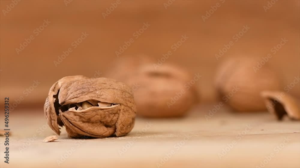 Cracking a walnut with hammer, France