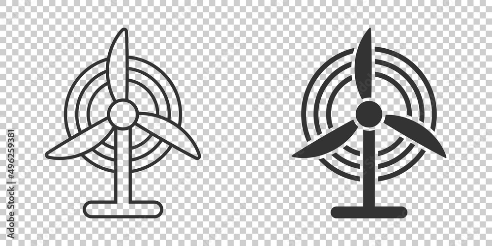 Wind power plant icon in flat style. Turbine vector illustration on white isolated background. Air energy sign business concept. Wind power plant icon in flat style. Turbine vector illustration on white isolated background. Air energy sign business concept.