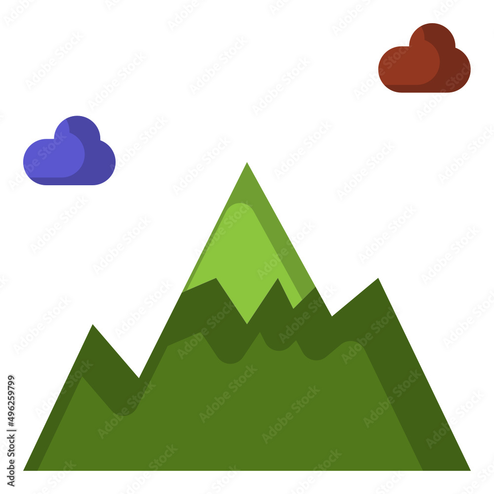 Simple mountain flat icon, mountain and nature related concept on the white background Simple mountain flat icon, mountain and nature related concept on the white background