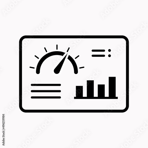 Dashboard icon in flat style. Finance analyzer vector illustration on white isolated background. Performance algorithm business concept.