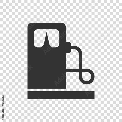 Fuel pump icon in flat style. Gas station sign vector illustration on white isolated background. Petrol business concept.